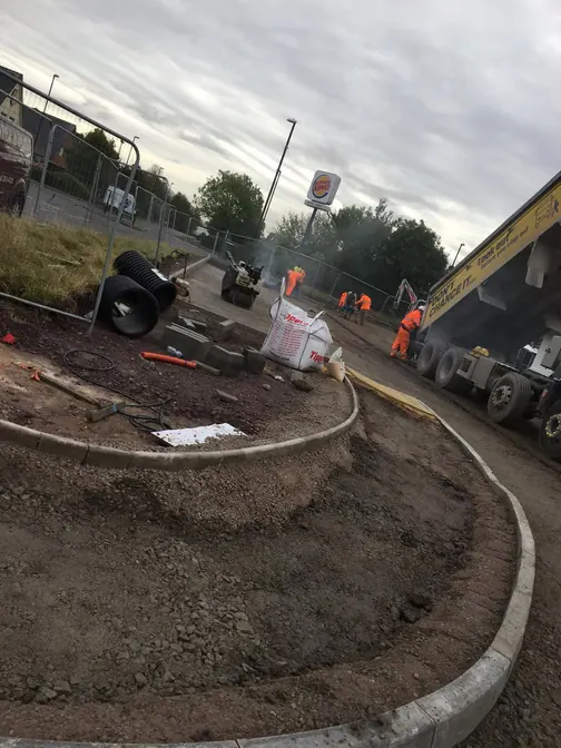 Kerb line and sub base preparation
