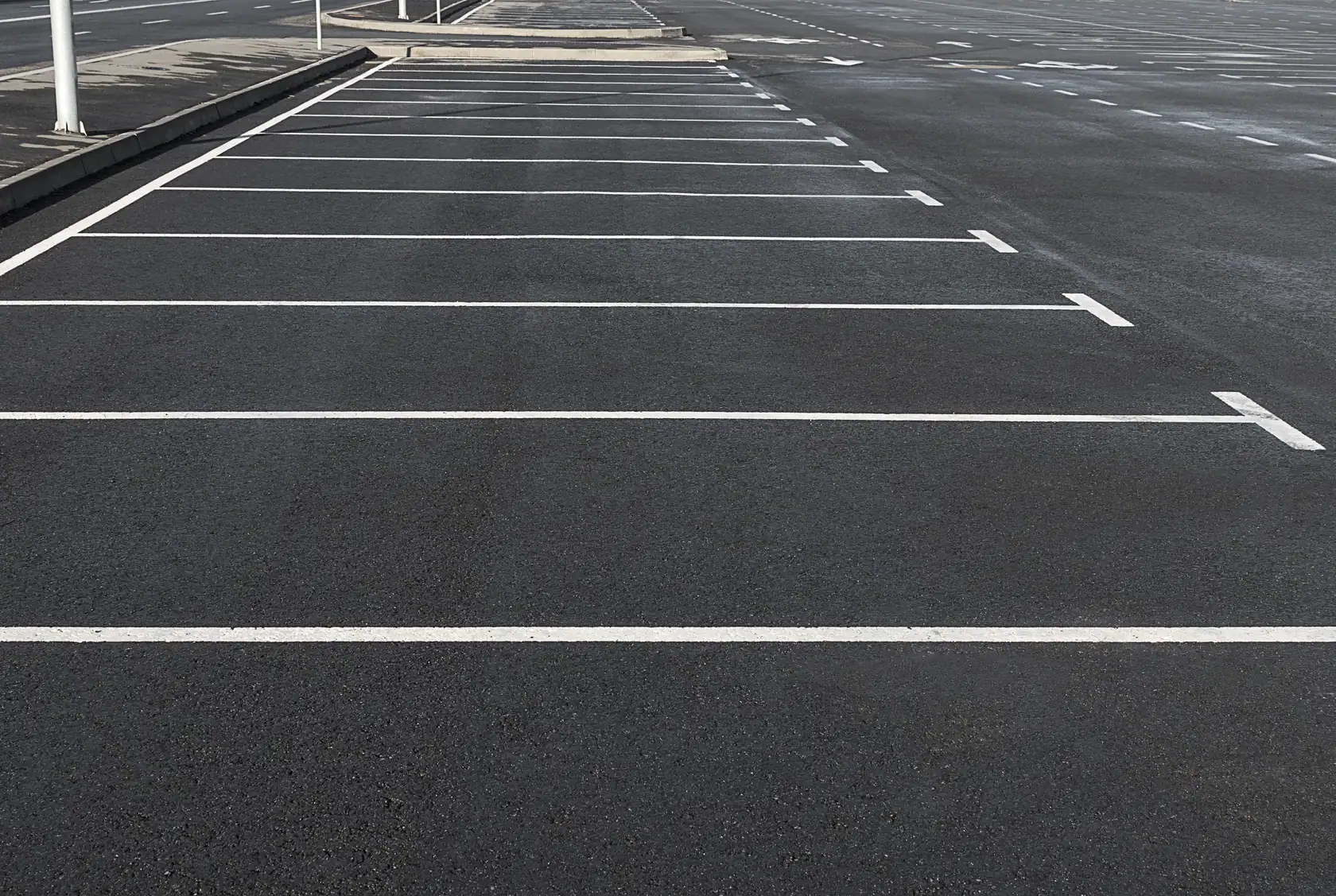 Freshly marked car park bays